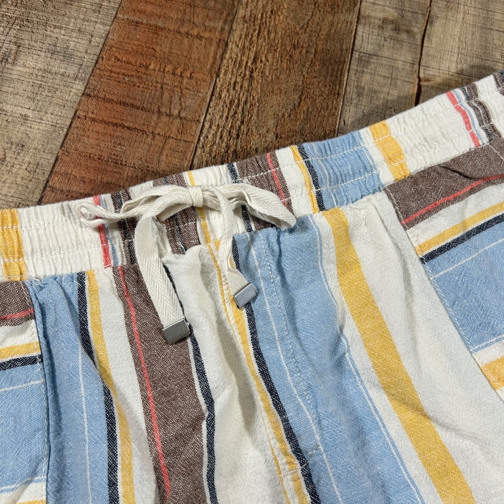 Time and Tru Linen Blend Shorts Womens XL Striped Pull On Beach Boho - Picture 3 of 6